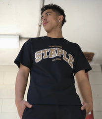 Staple Heavy College Tee Black Metallic Gold Staple